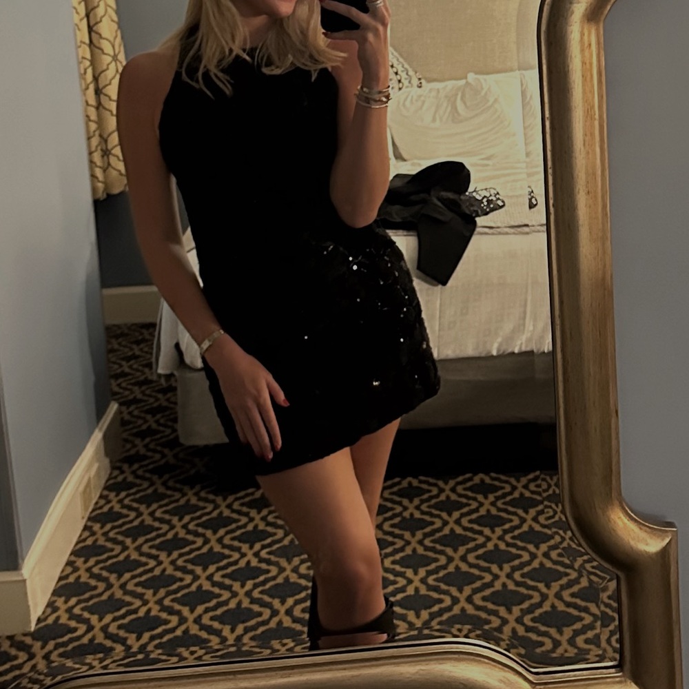 Zara Black Sequin Embellished Dress